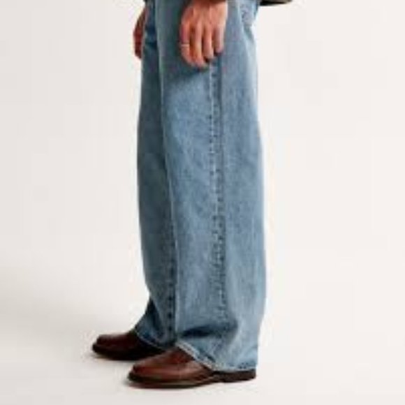 Abercrombie & Fitch Jeans Baggy Loose Relaxed Button Fly Preppy Academia Size 34 - Picture 3 of 15